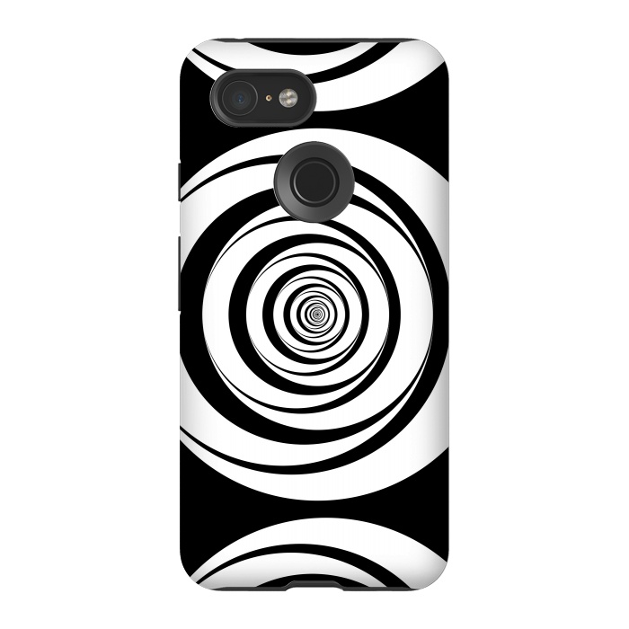 Pixel 3 StrongFit Concentric Circles Pop-Art Black White 2 by Andrea Haase