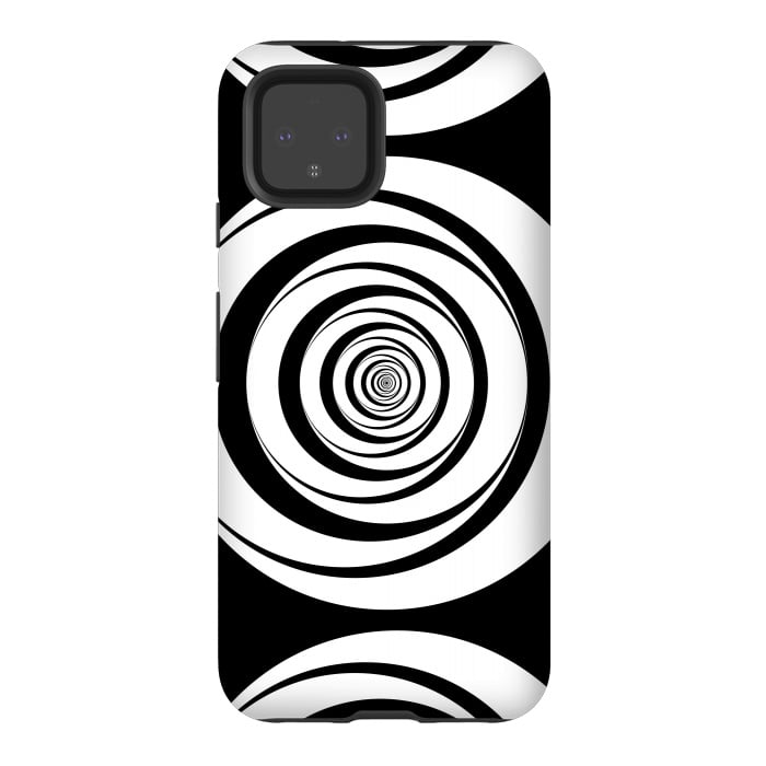 Pixel 4 StrongFit Concentric Circles Pop-Art Black White 2 by Andrea Haase