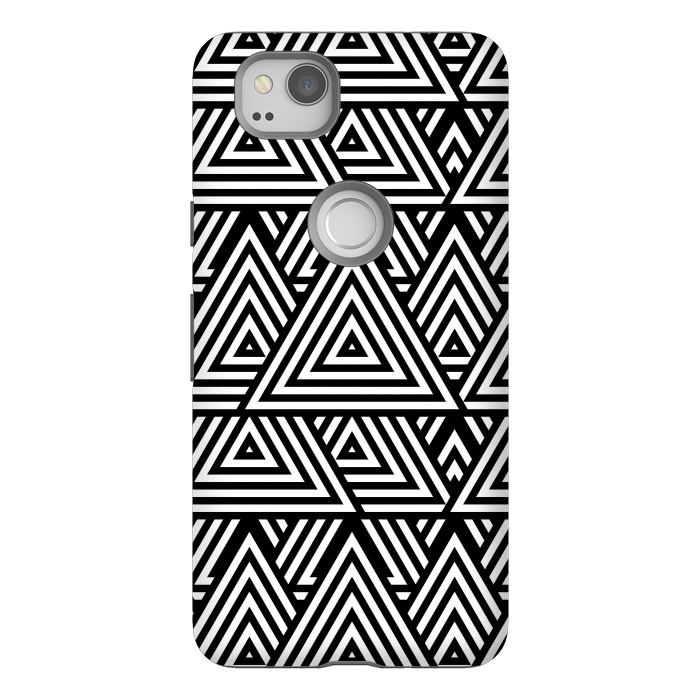 Pixel 2 StrongFit Black White Triangle Pattern by Andrea Haase