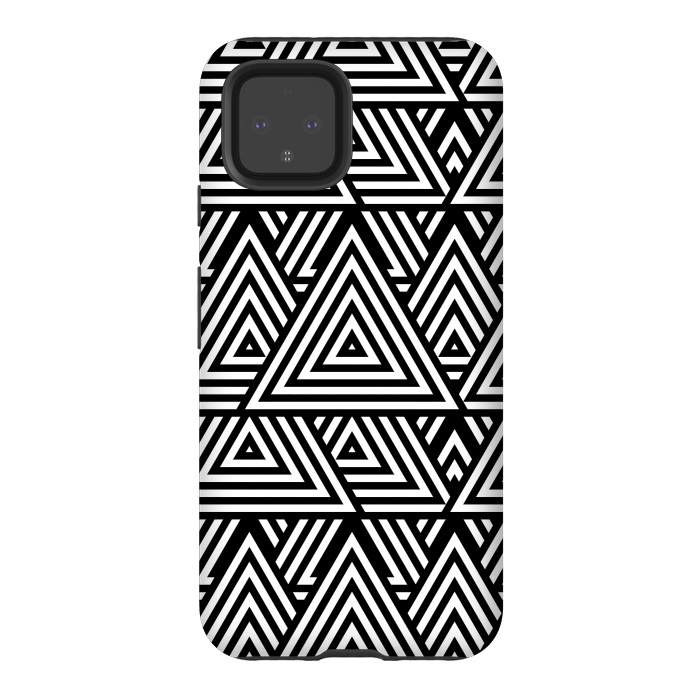 Pixel 4 StrongFit Black White Triangle Pattern by Andrea Haase