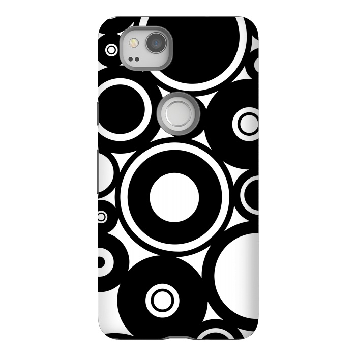 Pixel 2 StrongFit Pop-Art Black White Circles by Andrea Haase