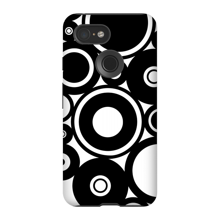 Pixel 3 StrongFit Pop-Art Black White Circles by Andrea Haase