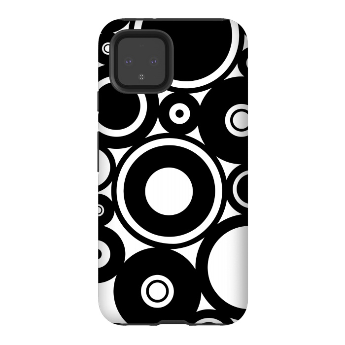 Pixel 4 StrongFit Pop-Art Black White Circles by Andrea Haase