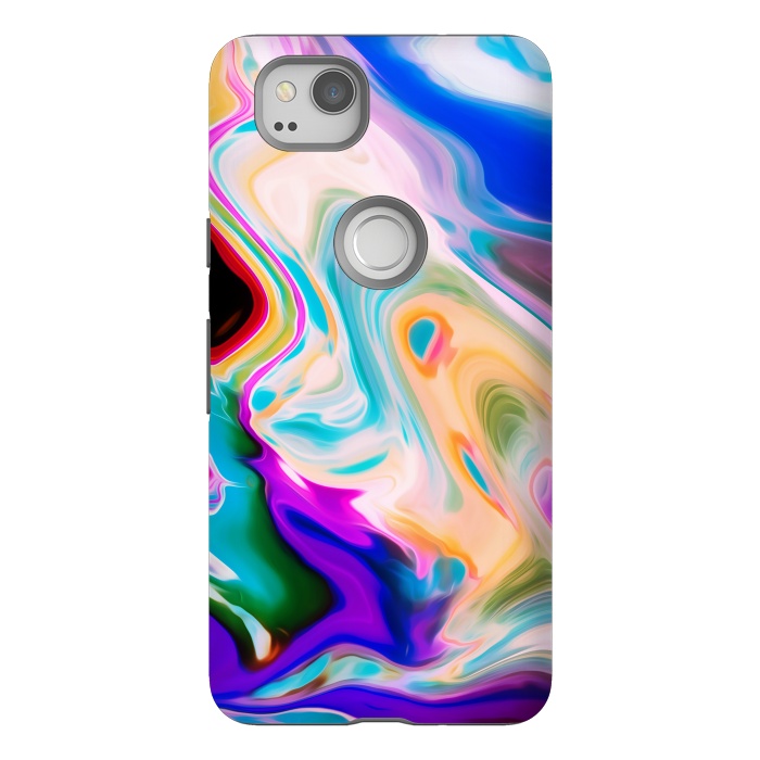 Pixel 2 StrongFit Colorful Abstract Marble Swirls by Dushan Medich