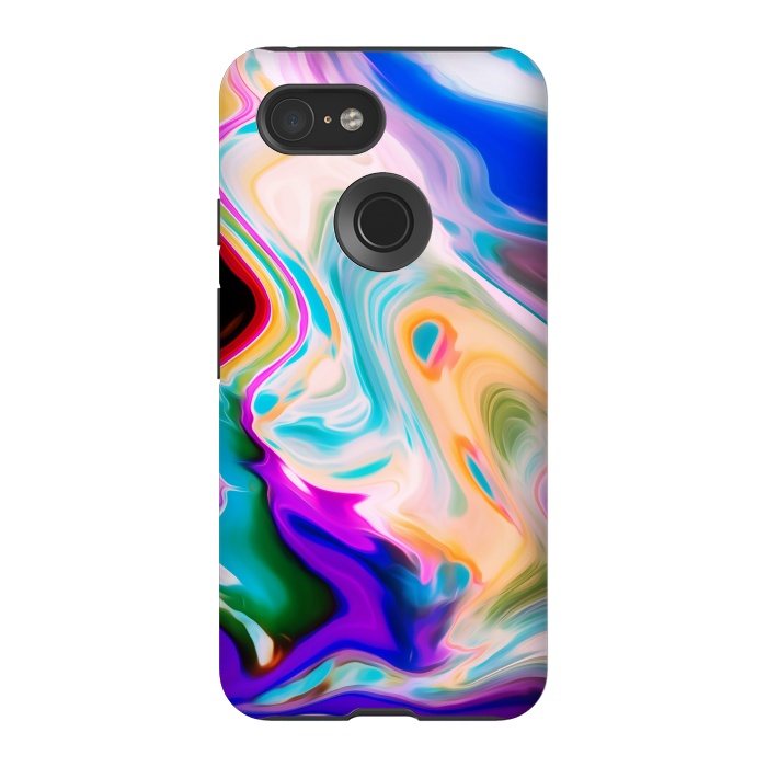 Pixel 3 StrongFit Colorful Abstract Marble Swirls by Dushan Medich