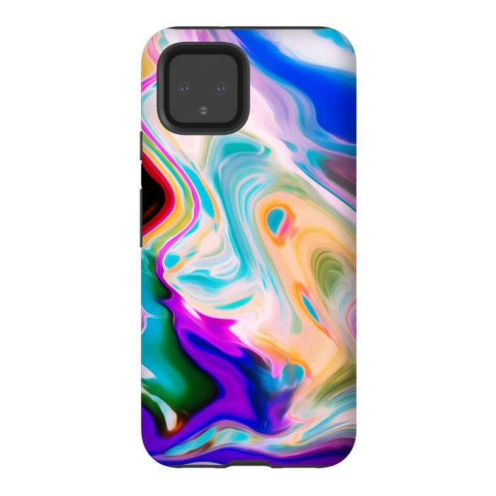 Pixel 4 StrongFit Colorful Abstract Marble Swirls by Dushan Medich
