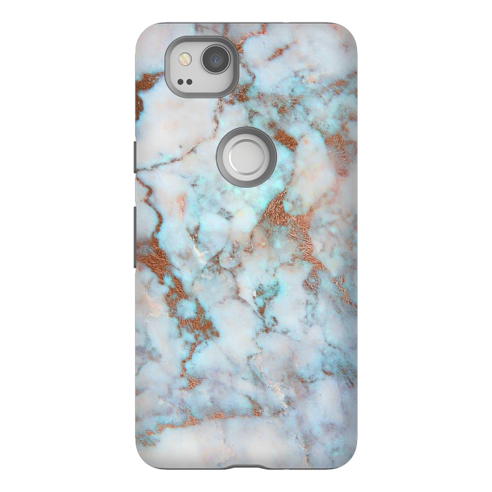 Pixel 2 StrongFit White & Gold Faux Marble by Dushan Medich