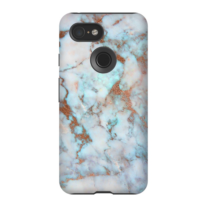 Pixel 3 StrongFit White & Gold Faux Marble by Dushan Medich