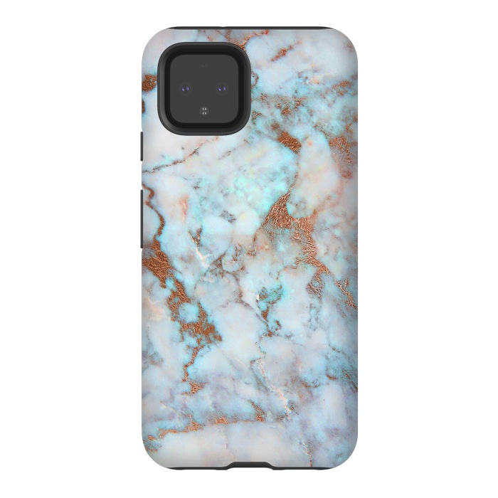 Pixel 4 StrongFit White & Gold Faux Marble by Dushan Medich