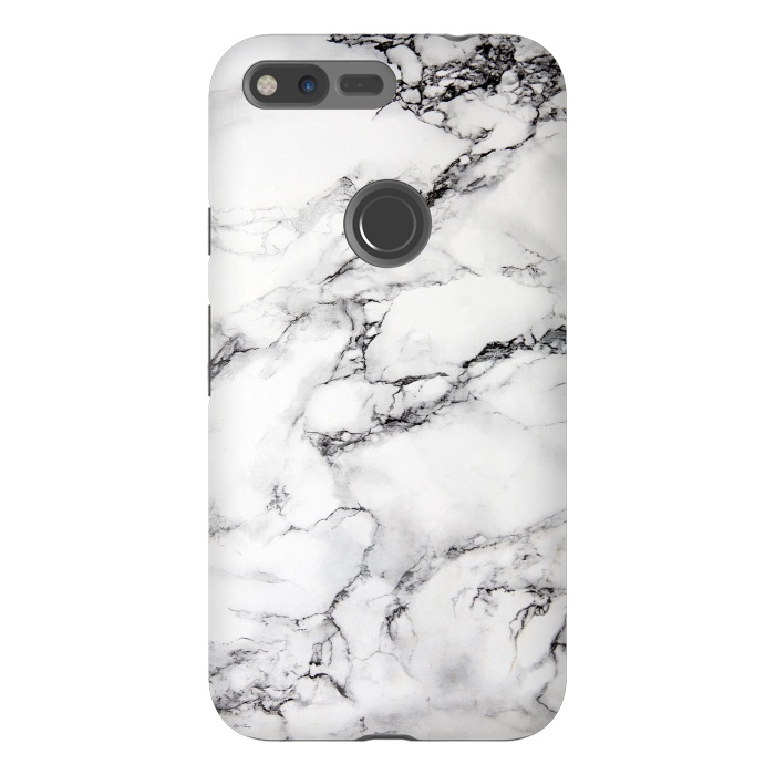 Pixel XL StrongFit White Marble Stone Print by Dushan Medich