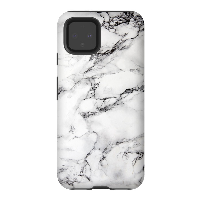 Pixel 4 StrongFit White Marble Stone Print by Dushan Medich