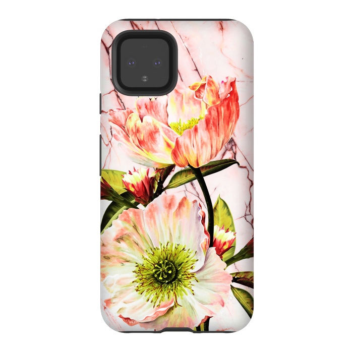 Pixel 4 StrongFit Flowering on pink marble by Mmartabc
