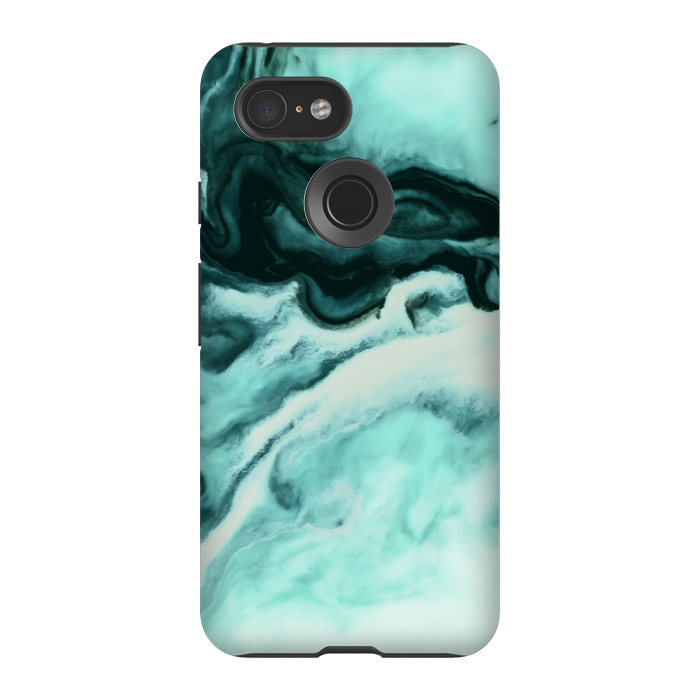 Pixel 3 StrongFit Abstract marbling mint by Mmartabc