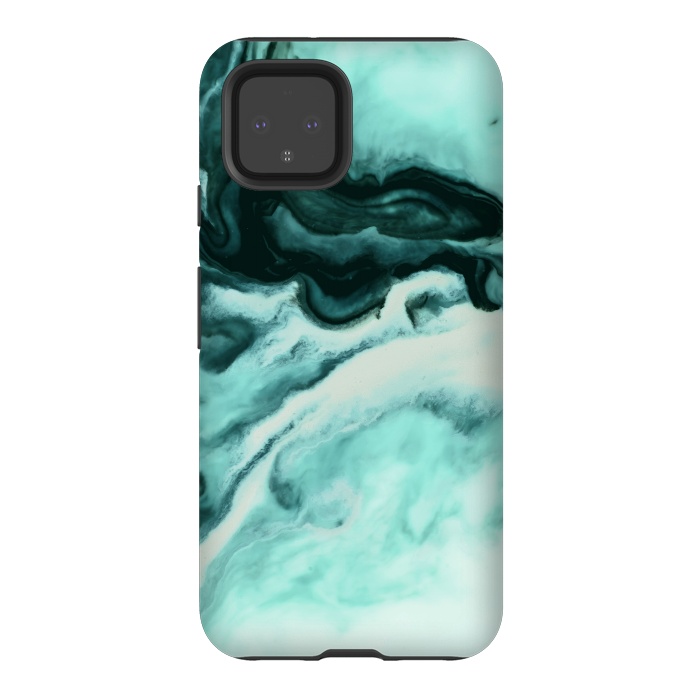 Pixel 4 StrongFit Abstract marbling mint by Mmartabc