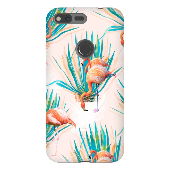 Pixel XL StrongFit Anaglyph Flamingos with cactus by Mmartabc
