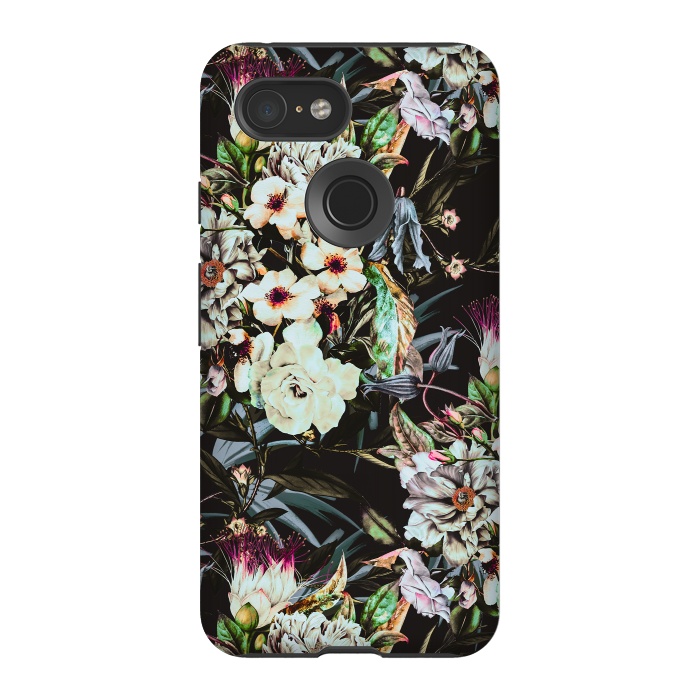 Pixel 3 StrongFit Dark flowery colorful bouquet by Mmartabc