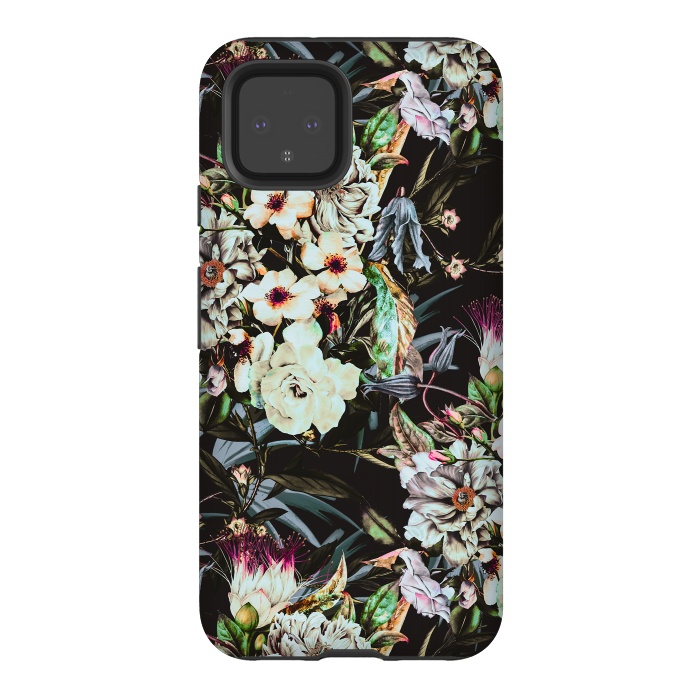 Pixel 4 StrongFit Dark flowery colorful bouquet by Mmartabc