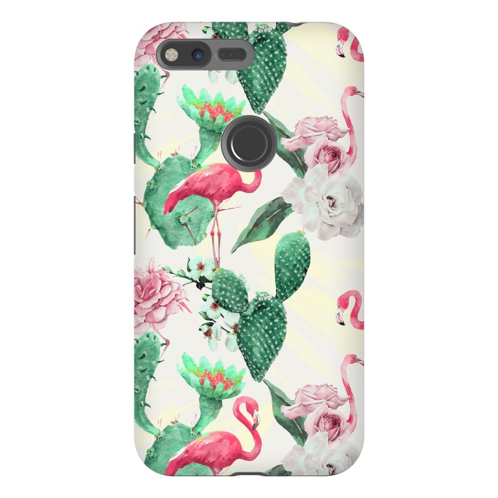 Pixel XL StrongFit Flamingos, geometric and flowers by Mmartabc