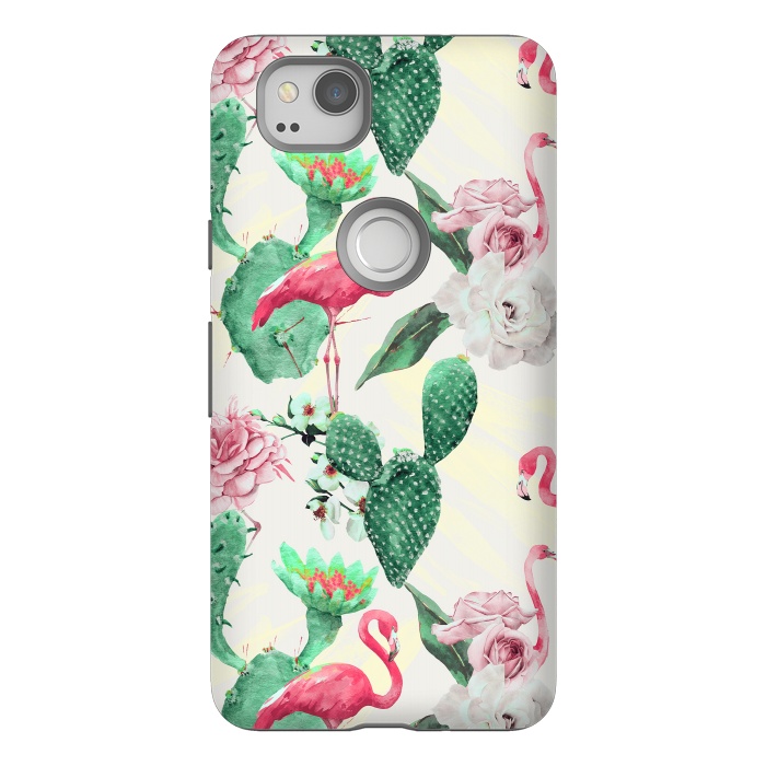 Pixel 2 StrongFit Flamingos, geometric and flowers by Mmartabc