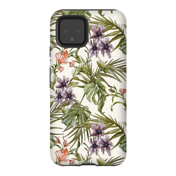 Pixel 4 StrongFit Watercolor tropical foliage by Mmartabc