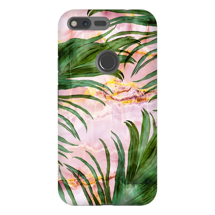 Pixel XL StrongFit Palm leaf on marble 03 by Mmartabc