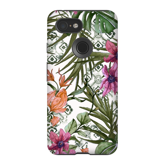 Pixel 3 StrongFit Tropical tribal floral by Mmartabc