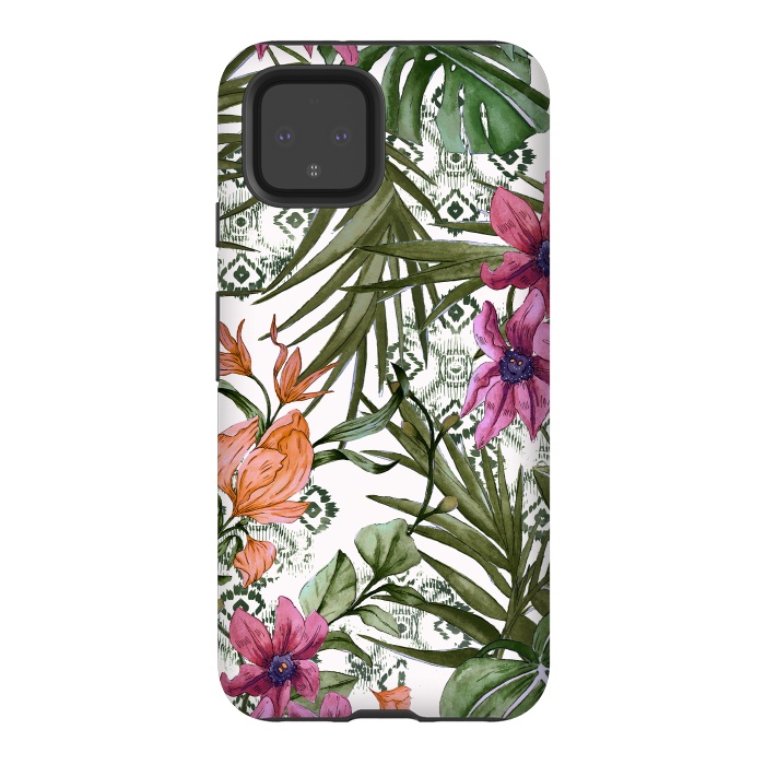 Pixel 4 StrongFit Tropical tribal floral by Mmartabc