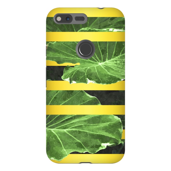 Pixel XL StrongFit Green Leaves and Gold Stripes by Alemi