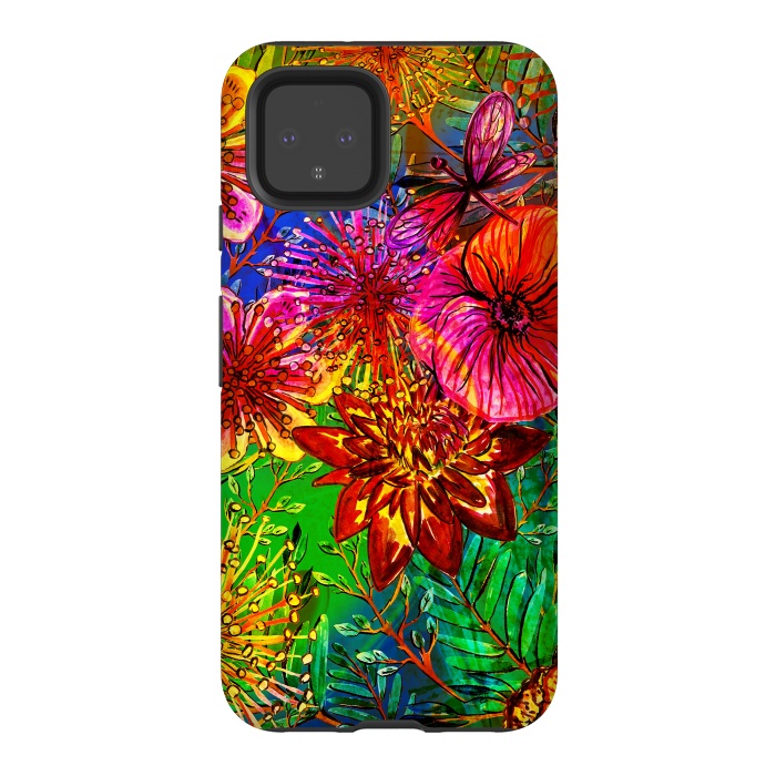 Pixel 4 StrongFit Colorful Flower Jungle by  Utart