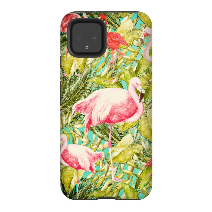 Pixel 4 StrongFit Aloha Tropical Flamingo Jungle by  Utart