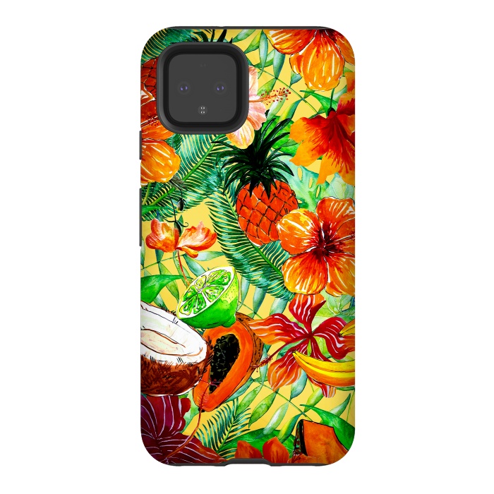 Pixel 4 StrongFit Aloha Tropical Fruits and Flowers by  Utart