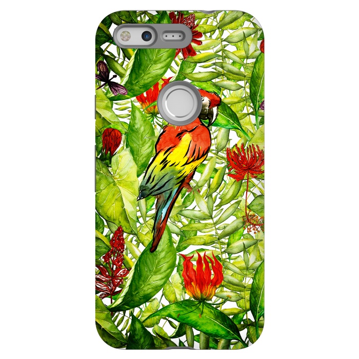 Pixel StrongFit Aloha Parrot and Flower Jungle by  Utart