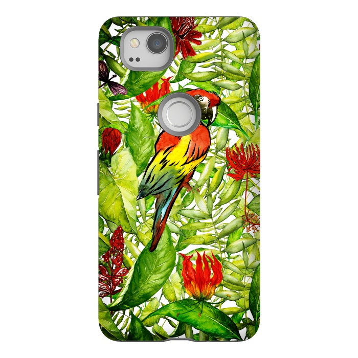 Pixel 2 StrongFit Aloha Parrot and Flower Jungle by  Utart