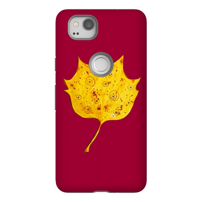 Pixel 2 StrongFit Fancy Yellow Autumn Leaf by Boriana Giormova