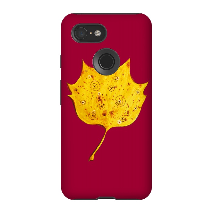 Pixel 3 StrongFit Fancy Yellow Autumn Leaf by Boriana Giormova