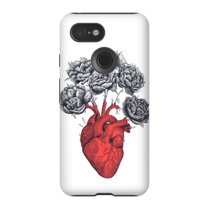 Pixel 3 StrongFit Heart with peonies by kodamorkovkart