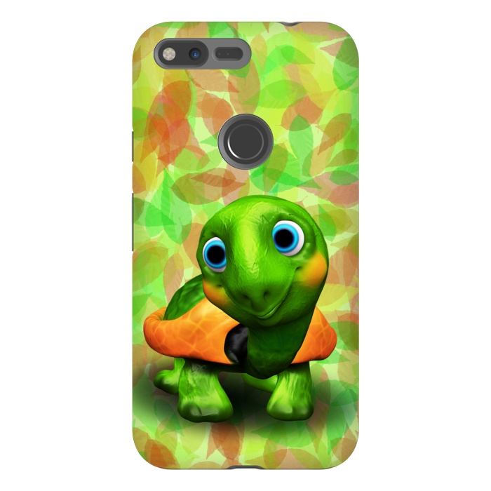 Pixel XL StrongFit Green Turtle Baby 3D by BluedarkArt