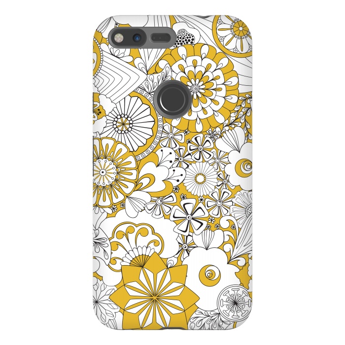 Pixel XL StrongFit 70s Flowers - Yellow and White by Paula Ohreen