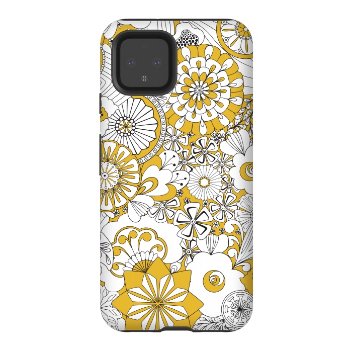 Pixel 4 StrongFit 70s Flowers - Yellow and White by Paula Ohreen