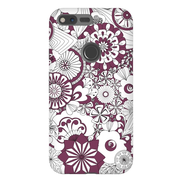 Pixel XL StrongFit 70s Flowers - Purple and White by Paula Ohreen