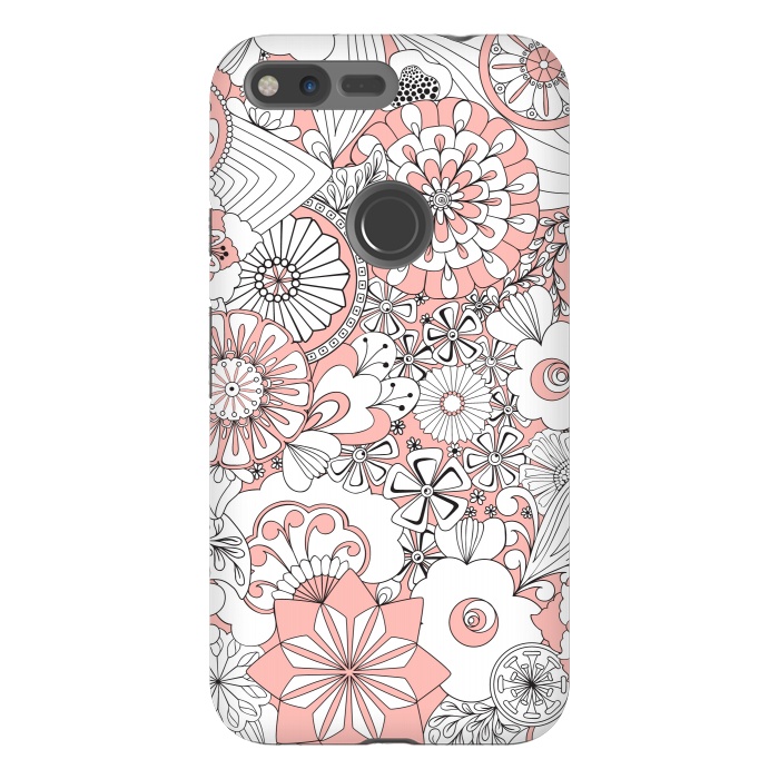 Pixel XL StrongFit 70s Flowers - Baby Pink and White by Paula Ohreen