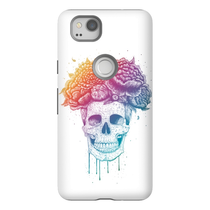 Pixel 2 StrongFit Colorful skull with flowers by kodamorkovkart
