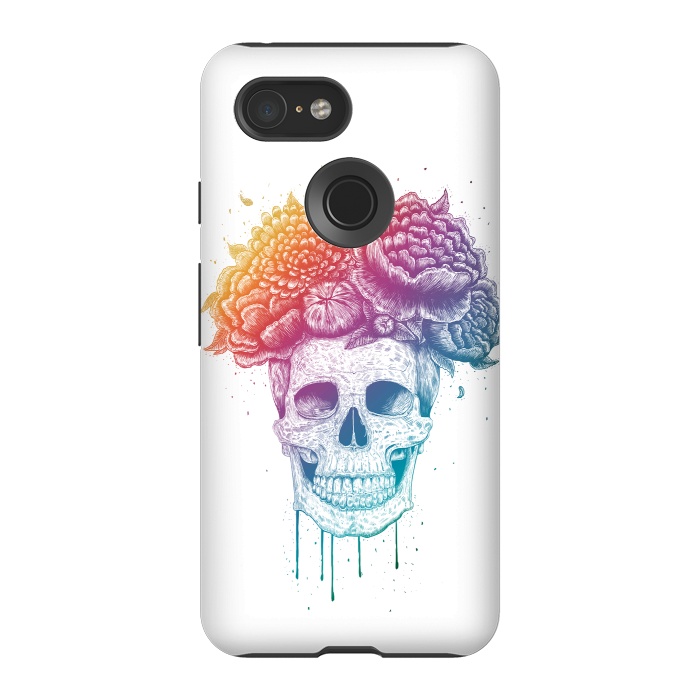 Pixel 3 StrongFit Colorful skull with flowers by kodamorkovkart