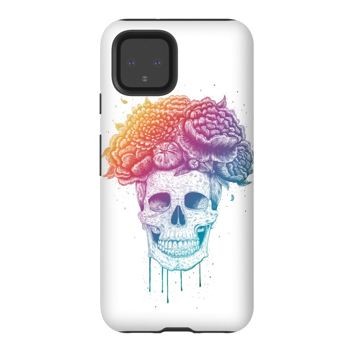 Pixel 4 StrongFit Colorful skull with flowers by kodamorkovkart