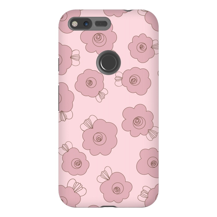 Pixel XL StrongFit Fluffy Flowers - Pink on Pink by Paula Ohreen