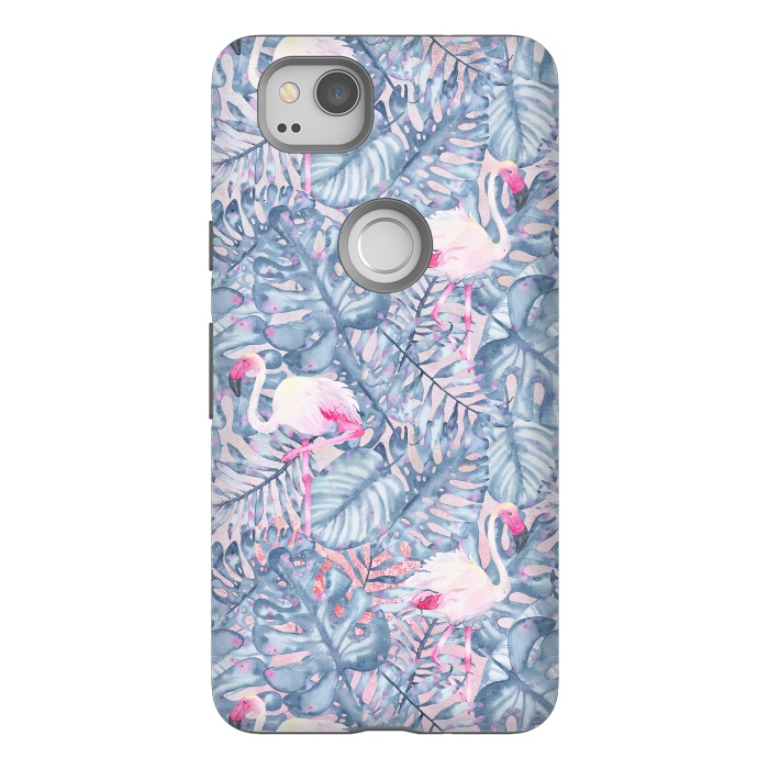 Pixel 2 StrongFit Pink and Blue Flamingo Summer  by  Utart