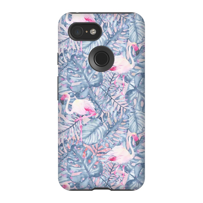 Pixel 3 StrongFit Pink and Blue Flamingo Summer  by  Utart