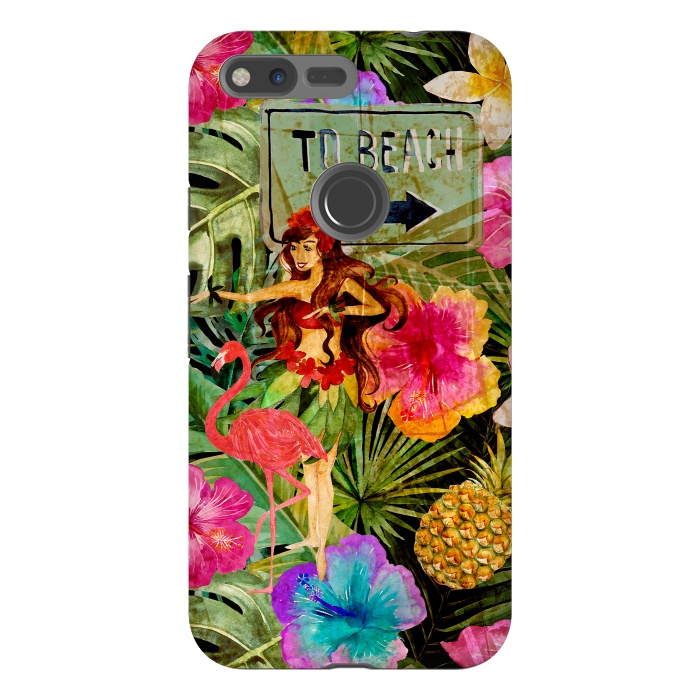 Pixel XL StrongFit Vintage Hula Girl- To the Beach by  Utart