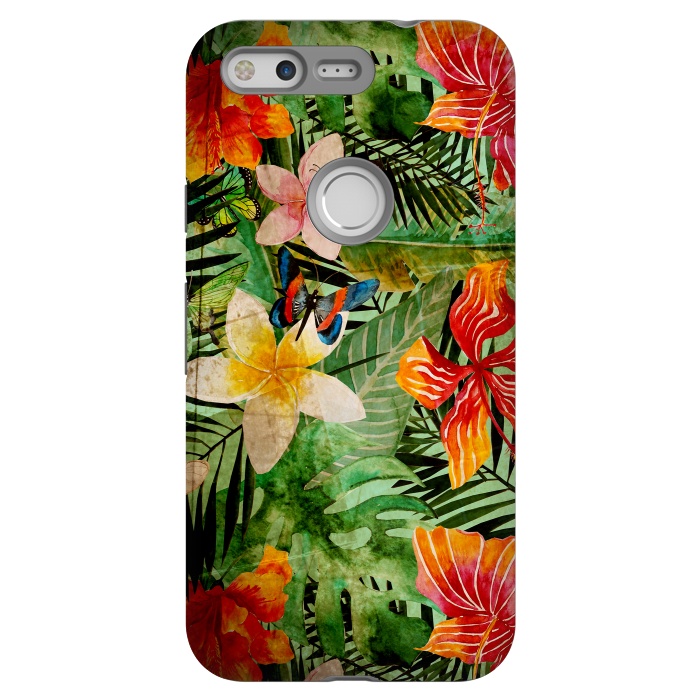Pixel StrongFit Retro Tropical Flower Jungle by  Utart