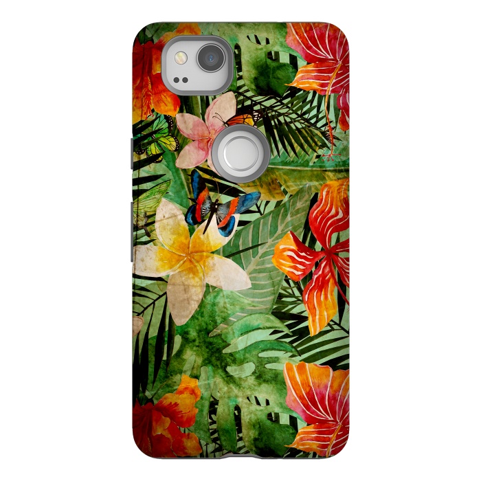 Pixel 2 StrongFit Retro Tropical Flower Jungle by  Utart